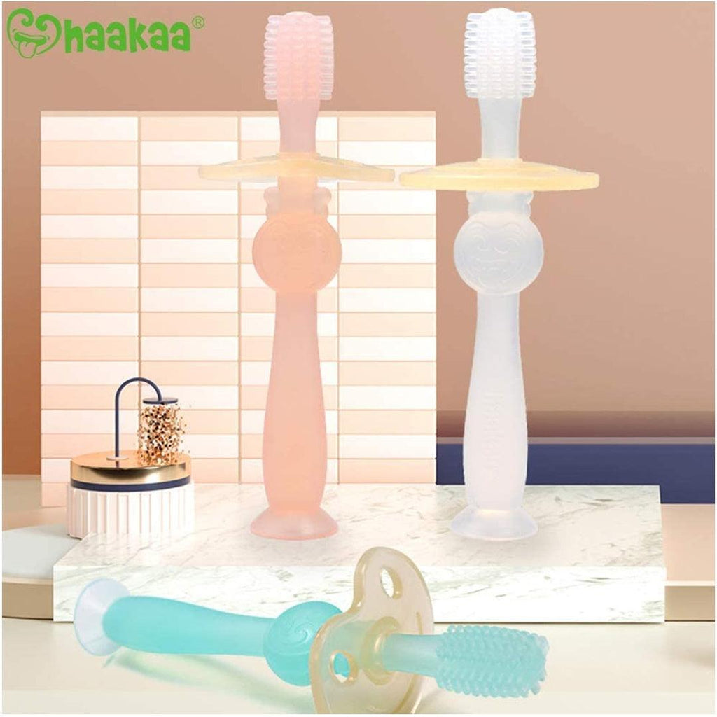 Escova Dental Infantil de Silicone 360° Haakaa Pink - Haakaa Babytunes
