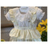 Jardineira Infantil Com Babados & Body - Branco e Amarelo - Babytunes Couture