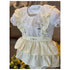 Jardineira Infantil Com Babados & Body - Branco e Amarelo - Babytunes Couture