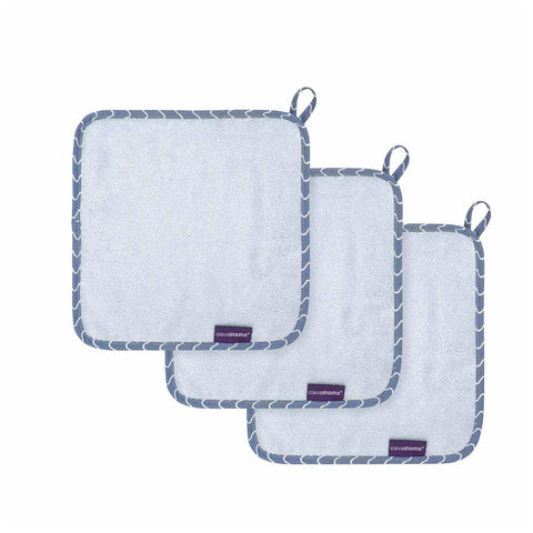 Paninhos Para Boca de Bambu Clevamama Azul - 3 Unidades - Clevamama Babytunes