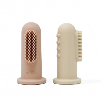 Kit de Escovas Dededeiras Mushie Blush/Shifting Sand - Material Suave e Seguro