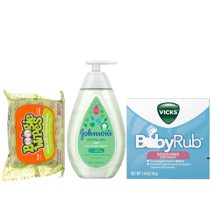
    Kit Xô Gripe 3 Itens (Vapor Bath + Vick Baby Rub + Boogie Wipes) - Diversos Babytunes
  