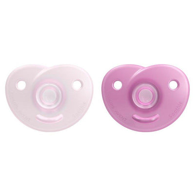 Kit de Chupetas Avent Soothie 2 Peças Coração Rosa/Roxa 3-18M - 100% Silicone