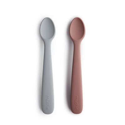 Kit de Colheres Infantil Mushie Stone/Cloudy Mauve - Silicone Seguro e Macio