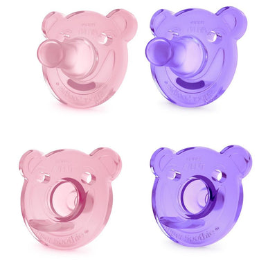 Kit Chupeta Avent Soothie Bear 2 Peças Lilás/Rosa 0-3M - Fácil de Limpar