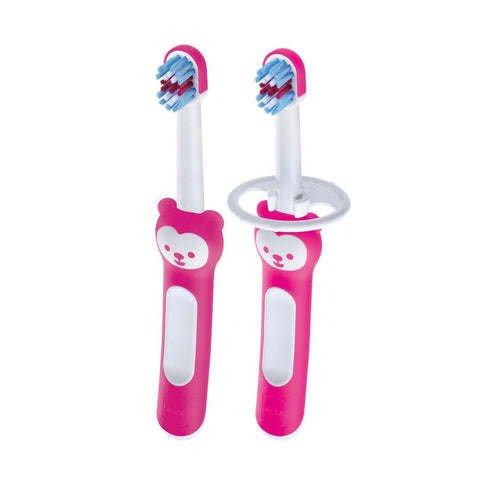 Kit Escova Dental Baby's Brush Bear Pink 6M+ - Baby's Brush Babytunes