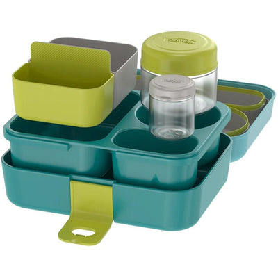 Lancheira Thermos Infantil Com 8 Peças Teal/Green - Fácil de Limpar