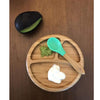 Prato de Bambu Com Ventosa e Divisórias + Colher Avanchy Verde - Avanchy Babytunes