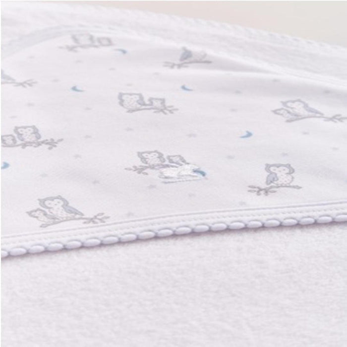 
    Toalha com Capuz Infantil de Algodão Pima Babycottons Corujinha Azul - Babycottons Babytunes
  