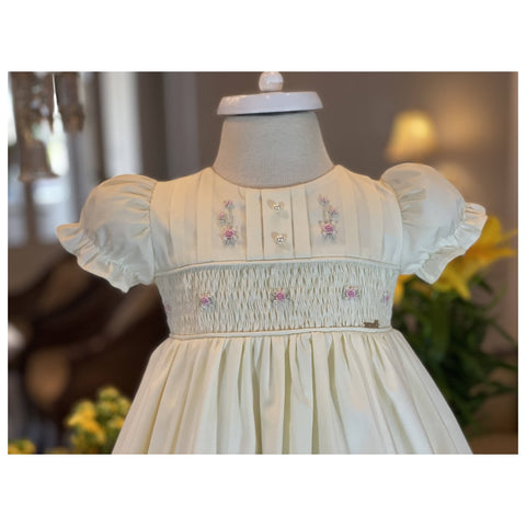 Vestido Infantil Amarelo Bordado - Babytunes Couture