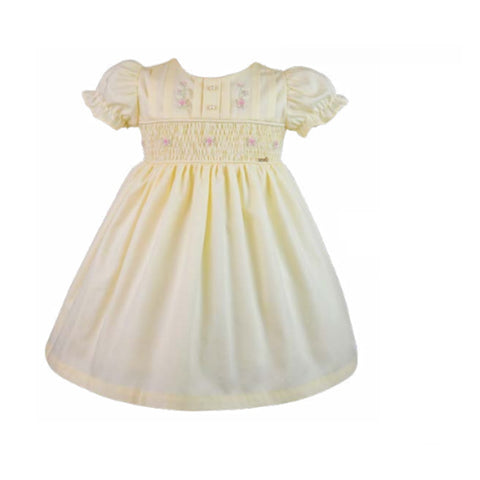 Vestido Infantil Amarelo Bordado - Babytunes Couture