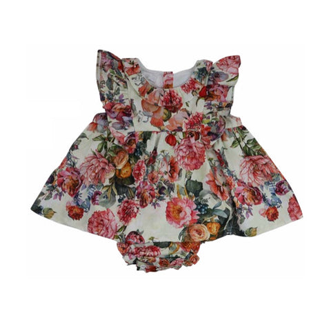 Romper Infantil Marfim Floral - Babytunes Couture